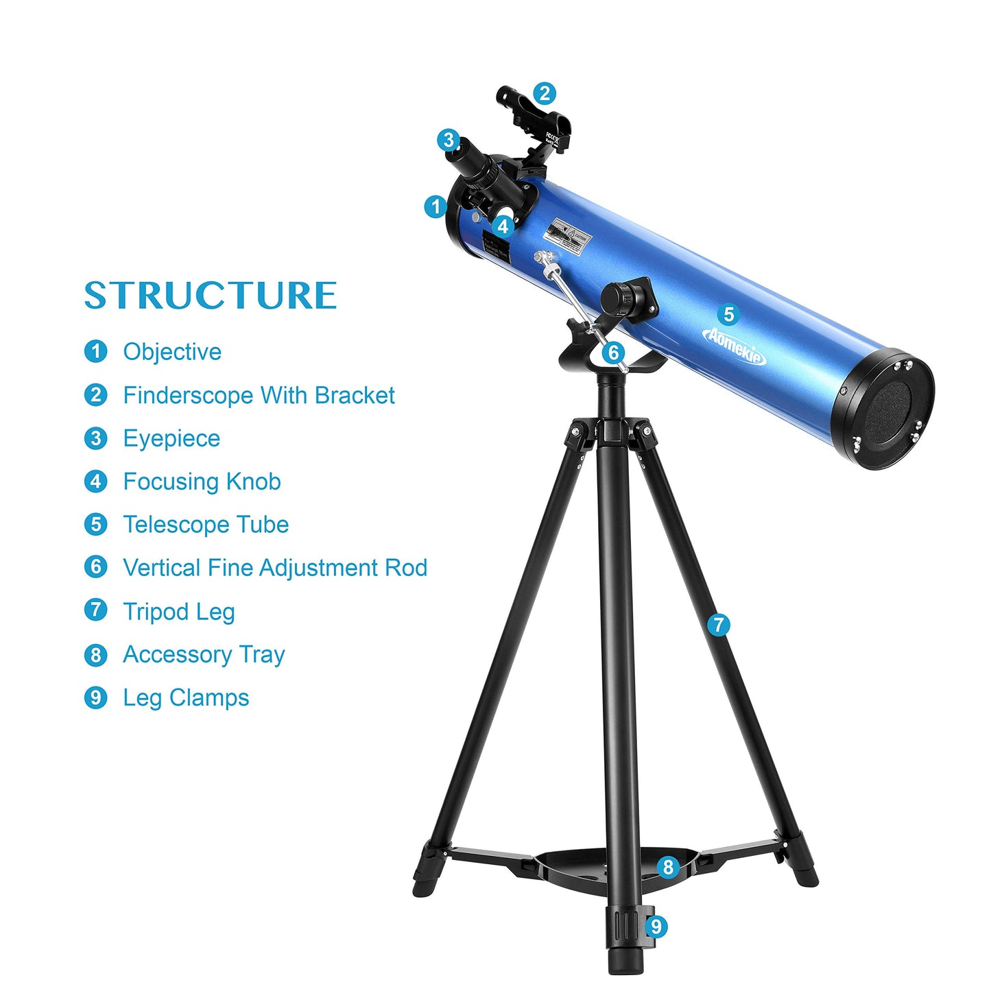 70076 Reflector Telescopes with High Tripod Phone Holder 210X for Moon Watching