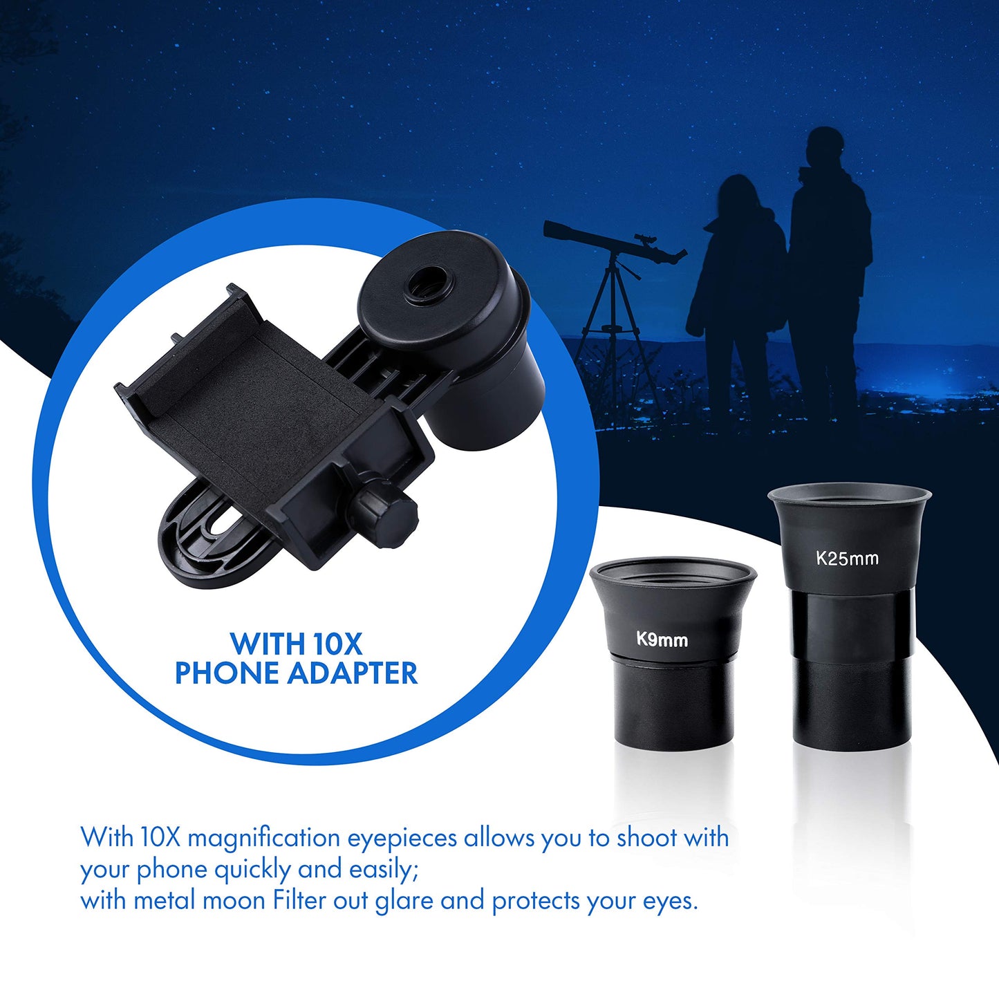 234X Telescope High Power for Moon Watching with Mobile Holder Carrying Bag Gift