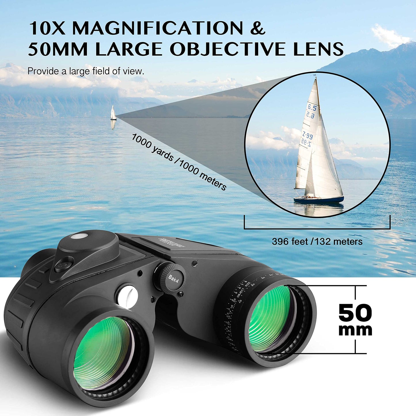 10x50 Marine Military Binoculars for Adults