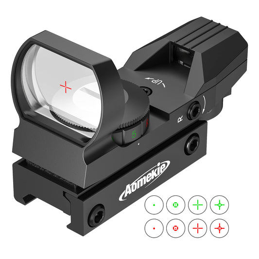 Red Green Dot Rifle Scope 4 Reticles Reflex Sight Tactical with 20mm Mount Rail
